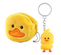 1 Portafoglio Con Papera E 1 Ciondolo Con Papera, Portafoglio Carino, Portafoglio In Peluche A Forma Di Cartone Animato, Mini Custodia Per Bambini