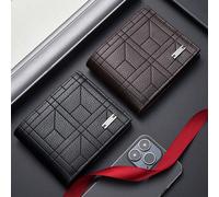 1 Portafoglio da uomo in pelle PU, portafoglio bifold con capacità extra, portafoglio da uomo in pelle bifold con 1 finestra per il documento d'identità e più scomparti per le carte di credito nero,Ma