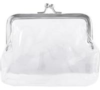 1 portamonete trasparente da donna, con chiusura a bacio, impermeabile, in PVC trasparente, portamonete trasparente