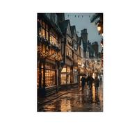 1 poster su tela con città che si gode il paese delle meraviglie invernale, decorazione per camera da letto, sport, ufficio, stanza, regalo, senza cornice, 20 x 30 cm
