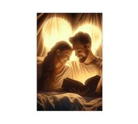 1 poster su tela con scritta "Tranquil Love Under Moon", decorazione artistica da parete per soggiorno e camera da letto, senza cornice, 50 x 75 cm