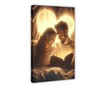 1 poster su tela con scritta "Tranquil Love Under Moon", decorazione artistica da parete per soggiorno e camera da letto, con cornice, 50 x 75 cm