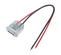 1 presa di ricarica di tipo C con piastra indicatore LED, anello in silicone impermeabile, plastica, isolamento in gomma per la sicurezza, progettata per un uso frequente (con luce verde)
