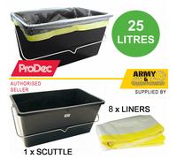 1 Prodec 25 Litro Plastica Nera Recipiente Pittura Bollitore Secchio + 8