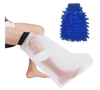 1 protezione impermeabile per gambe, 1 paio di guanti per la pulizia, protezione impermeabile per bendaggio delle gambe, protezione impermeabile per arti durante il bagno, design a mezza gamba per