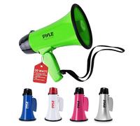 Pyle Megafono Sirena, Megafono Portatile Compatto e a Batteria, 20 Watt, Microfono, 2 Modalità, Suono PA, Manico Pieghevole, Verde
