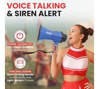 Pyle Megafono Compatto a Batteria con Sirena, Megafono Portatile Potenza 30 Watt, Microfono, 2 Modalità, Suono PA, Manico Pieghevole per Uso Polizia
