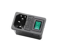 1 PZ 10A 250VAC 3-pin iec320 C14 connettore della linea in ingresso spina presa di alimentazione con interruttore a bilanciere 10A portafusibile presa connettore maschio(Green)