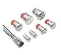 1 pz 12/16/19/22 mm impermeabile interruttore a pulsante in metallo luce LED momentaneo interruttore di alimentazione del motore 'auto 12 V 24 V rosso blu(Blue light,22MM,Self lock)