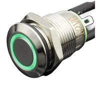 1 pz 12 mm con LED 3 V 5 V 12 V 24 V 220 V Interruttore a pulsante in metallo Pulsante momentaneo con ripristino automatico impermeabile illuminato(Green,24 V)