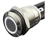 1 pz 12 mm con LED 3 V 5 V 12 V 24 V 220 V Interruttore a pulsante in metallo Pulsante momentaneo con ripristino automatico impermeabile illuminato(White,12 V)