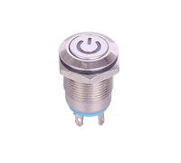 1 pz 12mm DC 5/12V Interruttore a pulsante in metallo impermeabile Pulsante di avvio con luce LED Interruttore di ripristino automatico momentaneo(5V Blue)
