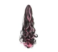 1 pz 18 pollici sintetico lungo riccio coda di cavallo artiglio clip estensione dei capelli - blu misto rosso parrucchino for le donne(Color4)
