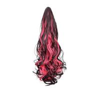 1 pz 18 pollici sintetico lungo riccio coda di cavallo artiglio clip estensione dei capelli - blu misto rosso parrucchino for le donne(Color1)