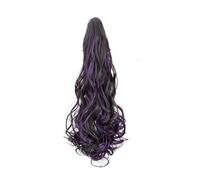 1 pz 18 pollici sintetico lungo riccio coda di cavallo artiglio clip estensione dei capelli - blu misto rosso parrucchino for le donne(Color2)