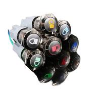 1 PZ 19mm interruttore a pulsante in metallo impermeabile LED autobloccante istantaneo for auto illuminazione faro faretto(Multi,5V)