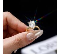 1 pz 2 ct splendidi squisiti anelli di fidanzamento ovali ad alta lucentezza per le donne accessori temperamentali e versatili da donna gioielli abbinati decorazione gioielli raffinati vita quotidiana