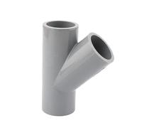 1 pz 20/25/32/40/50 mm Tubo in PVC Connettore a 3 vie for irrigazione da giardino Tubo dell'acqua Adattatore a Y Giunto for acquario Connettore a 45 gradi(Szary,I.D 20mm)