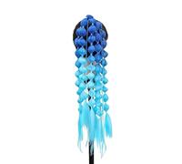 1 pz 24 pollici parrucca sintetica for capelli coda di cavallo posticci rosa lunga lanterna bolla treccia donne ragazza Halloween(Lake blue)