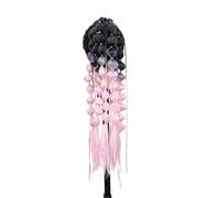1 pz 24 pollici parrucca sintetica for capelli coda di cavallo posticci rosa lunga lanterna bolla treccia donne ragazza Halloween(Pink)