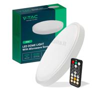 1 pz 24W LED Dome Light Round Microwave Sensor White Frame 6400K IP44