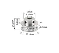 1 pz 2GT Synchro Wheel 16 20 30 36 40 denti puleggia dentata foro 4/5/6/6,35/8 mm for cinghia GT2 larghezza 6 mm parti CNC for stampante 3D(40Teeth Bore 6.35mm)