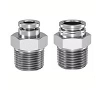 1 pz 304 Giunto pneumatico in acciaio inox PU Tubo flessibile 'aria Giunto metallico M5 1/8 1/4 3/8 1/2 BSPT Filettatura esterna PC6-02 8-01 10-03 12-04(PC8-01)