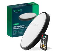 1 pz 36W LED Dome Light Round Microwave Sensor Black Frame 4000K IP44