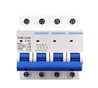 1 pz 4P AC MCB TOB1-63 tipo C 230/400V~ 50HZ/60HZ interruttore automatico 3A 6A 10A 16A 20A 25A 32A 40A 50A 63A(4P 3A)