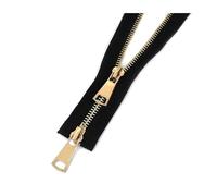 1 pz 5# cerniera in metallo cursore singolo/doppio per cucire piumini,Nero-Oro-Doppio,100 centimetri