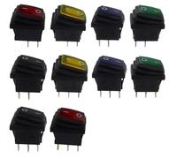 1 PZ/5 PZ KCD1 Mini interruttore a levetta impermeabile 2 ingranaggi 3 pin con luce/2 ingranaggi 2 pin senza luce Pulsante ON OFF autobloccante Interruttore a bilanciere(2gear 3pin Yellow,220V,1PCS)