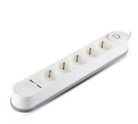 1 pz 5 Ways Socket with Lighted Switch & 2 USB Port 3G 1.5mm3m White