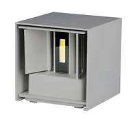 V-TAC Lampada LED da Muro Quadrata Doppio LED COB 5W 140LM/W Colore Grigio Satinato Fascio Luminoso Regolabile 3000K IP65