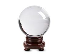 1 pz 70mm-100mm K9 Trasparente Lampadario Lente Sfera di Vetro Sfera di Cristallo Del Basamento for La Sfera Sfera Decorativa Domestica(Wood base,80mm)