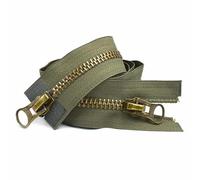 1 pz 8# Cerniera in metallo Cerniere aperte Cerniere chiuse Cerniere a doppio cursore Cerniera per cappotto Giacca Riparazione sarto,Verde militare,80cm