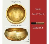 1 pz 9,5 cm Ciotola sonora fatta a mano in Tibet Buddha con bastone in pelle Yoga Meditazione Canto Campanello in ottone Campana tibetana artigianale