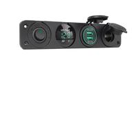 1 Pz Accendisigari for auto 4 in 1 con interruttore a bilanciere Alimentazione 12V Voltmetro digitale alimentatore doppio U(Green)