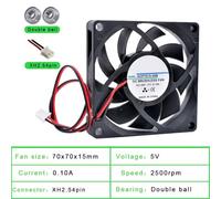1 pz ACP7015 7 cm 70 mm ventola 70x70x15 mm DC5V 12V 24V 2 pin ventola di raffreddamento for alimentatore chassis router inverter(5V Double ball)