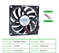 1 pz ACP8010 8 cm 80 mm ventola 80x80x10 mm DC5V 12V 24V 2 fili 2 pin for alimentatore chassis caricabatterie inverter ventola di raffreddamento(24V Sleeve)