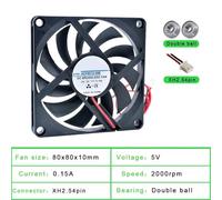 1 pz ACP8010 8 cm 80 mm ventola 80x80x10 mm DC5V 12V 24V 2 fili 2 pin for alimentatore chassis caricabatterie inverter ventola di raffreddamento(5V double ball)