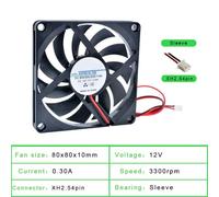 1 pz ACP8010 8 cm 80 mm ventola 80x80x10 mm DC5V 12V 24V 2 fili 2 pin for alimentatore chassis caricabatterie inverter ventola di raffreddamento(12V Sleeve)
