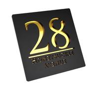 1 Pz Acrilico Bianco E Nero Numeri Civici Cartello Porta Indirizzo Strada Targhe Numeriche 3D Targhetta Decorativa for Nome Esterno(Black gold,25X25CM)