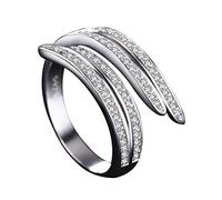 1 pz Affascinante Diamante a Forma di Piuma Anello da Donna Moda Bellissimo Anello Aperto Accessori Gioielli Anello può Essere Regolabile Amante Regalo Elegante e Popolare