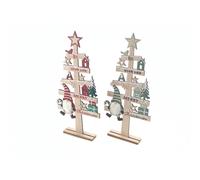1 PZ Albero di natale in legno con BABBO NATALE 44x20x4 cm idea regalo 1EUM