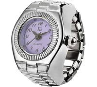 1 pz anello orologio in metallo unisex personalità semplice lega cinturino elastico donna orologio anello portatile orologio anello creativo uomo gioielli viola, Normale
