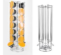 1 pz Argento Porta Cialde di Caffè Torre Stand Rack Rotante Rotante 28 Capsule di Caffè Organizzatore per Dolce Gusto Rotazione a 360 Gradi Elegante Dispenser di Cialde di Caffè