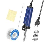1 pz aspiratore for saldatura con 3 ugelli, aspiratore elettrico portatile for stagno, pompa dissaldante automatica, vuoto 110V 30W, dissaldante elettrico(Blue EU SET1)