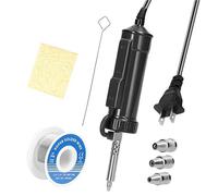 1 pz aspiratore for saldatura con 3 ugelli, aspiratore elettrico portatile for stagno, pompa dissaldante automatica, vuoto 110V 30W, dissaldante elettrico(Black US SET1)