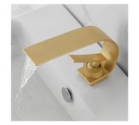 1 PZ Bagno Rubinetto Del Bacino Cascata Beccuccio Design A Gomito Montaggio su Ponte Singolo Foro Maniglia Singola Miscelatore Acqua Calda e Fredda Lavaggio Vasca Gru(Brush Gold)