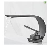 1 PZ Bagno Rubinetto Del Bacino Cascata Beccuccio Design A Gomito Montaggio su Ponte Singolo Foro Maniglia Singola Miscelatore Acqua Calda e Fredda Lavaggio Vasca Gru(Gray)